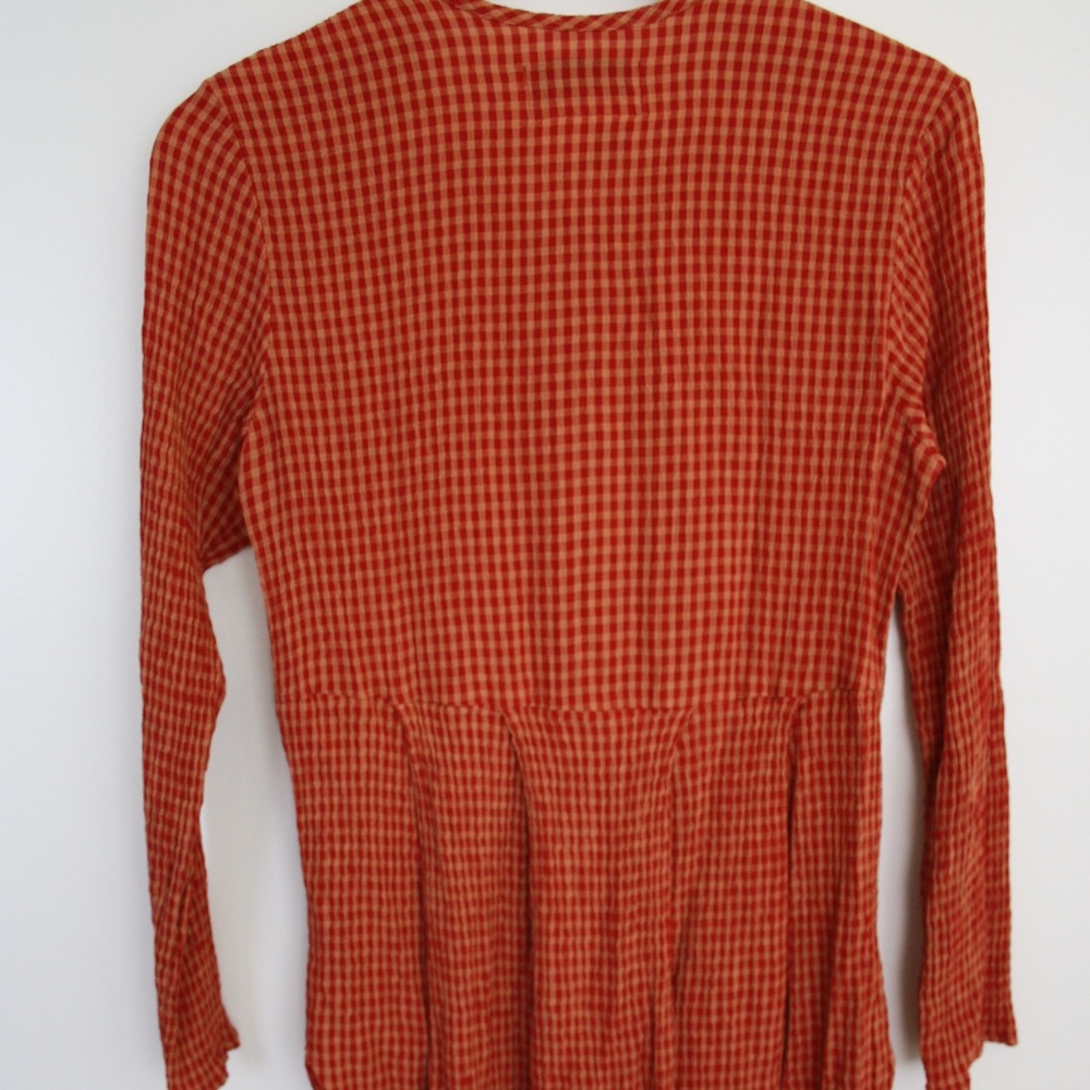 FLAX Red Gingham Checked short dress ButtonTunicS - Picture 5 of 9
